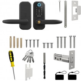 Smart Lock,SMONET Fingerprint Door Lock with Reversible Handle,Keyless Entry Bluetooth Deadbolt Lock ,Free APP,IC Card,Anti-peep Code,Work with Alexa,Smart Lever for Home,Office,Apartment