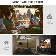 DLP Projector, bonsaii 350 ANSI Lumen Smart WiFi Bluetooth Projector with Hi-Fi Speaker, 3D 1080P 120&#34; Display Supported Movie Projector for Home Theater, Compatible with TV Stick/USB/HDMI/Android/iOS