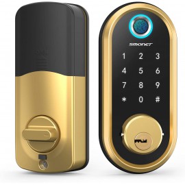 Smart Lock SMONET Bluetooth Keyless Entry Keypad Smart Deadbolt-Fingerprint Electronic Deadbolt Door Lock-App Control, Remote Ekeys Sharing, Free App Monitoring Easy to Install for Homes and Hotel