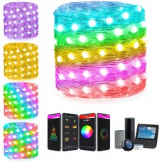 Smart String Lights Work with Alexa Google Home APP Scene Control Warm White ICRGB Color Changing 33Ft Led Fairy Lights Plug In Music Twinkle Lights for Christmas Room Bedroom Wedding Party Wall Decor